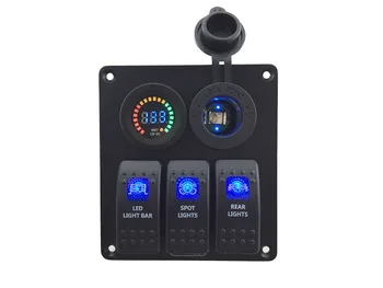 DC 12V-24V color voltmeter + blue LED Power Charger Socket 3 Gang blue Rocker Switch Panel for Marine Boat Car RV Vehicles
DC 12V-24V color voltmeter + blue LED Power Charger Socket 3 Gang blue Rocker Switch Panel for Marine Boat Car RV Vehicles