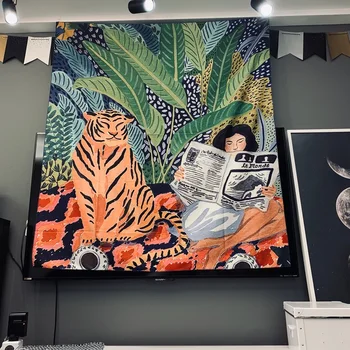 Tiger and Little Girl Reading A Book Tapestry Dormitory Leisure Hanging Cloth Living Room Wall Curtain Bar Hanging Fabric
Tiger and Little Girl Reading A Book Tapestry Dormitory Leisure Hanging Cloth Living Room Wall Curtain Bar Hanging Fabric