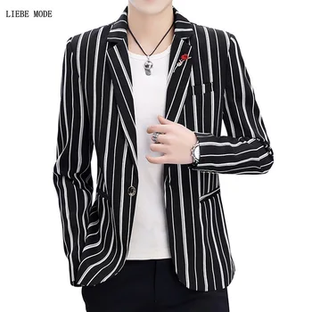 Mens Khaki Black White Striped Blazer Men Wedding Dress Suit Jacket Korean Fashion Men Groom Blazer Hombre
Mens Khaki Black White Striped Blazer Men Wedding Dress Suit Jacket Korean Fashion Men Groom Blazer Hombre