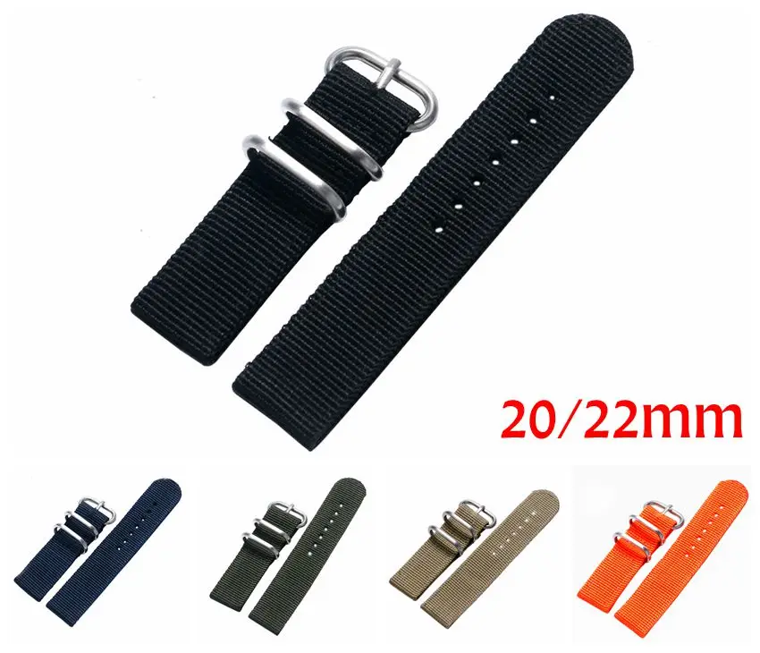 20&amp22mm Military Nylon Fabric Canvas Wrist Band Strap Stainless Steel Black/Silver Pin Buckle 5 Colors Men Women Watch Replace | Наручные