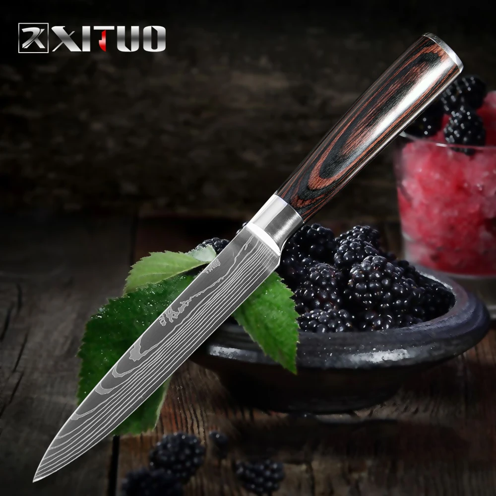 XITUO 5inch fruit knife stainless steel paring knife slicing knife Utility delicate pattern family kitchen chef cooking tools 
XITUO 5inch fruit knife stainless steel paring knife slicing knife Utility delicate pattern family kitchen chef cooking tools