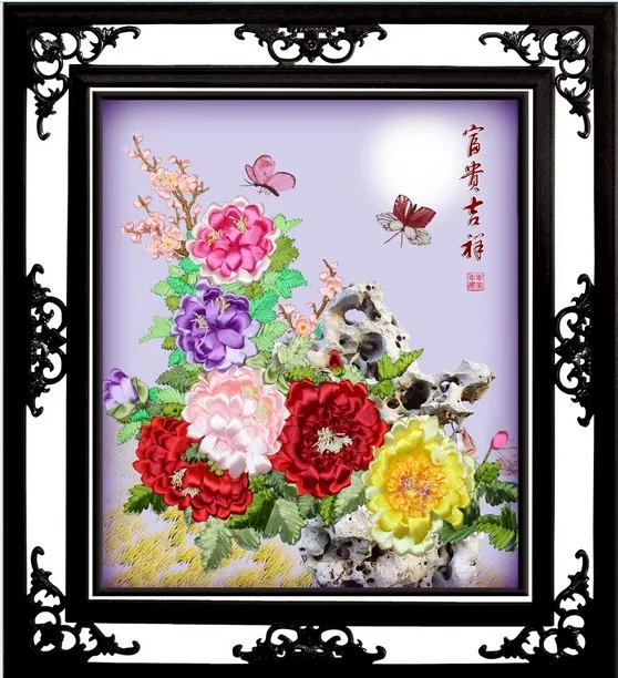 3D peony flower Ribbon embroidery kit with needle canvas paint handcraft stain DIY handmade needlework wall art decor gift 329
3D peony flower Ribbon embroidery kit with needle canvas paint handcraft stain DIY handmade needlework wall art decor gift 329