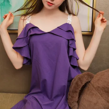 Spaghetti Strap Nightgown Female Sleepshirts Fresh Student Loose Girl Women Sleepwear Purple Night Gown Cotton Home Sleep Dress
Spaghetti Strap Nightgown Female Sleepshirts Fresh Student Loose Girl Women Sleepwear Purple Night Gown Cotton Home Sleep Dress