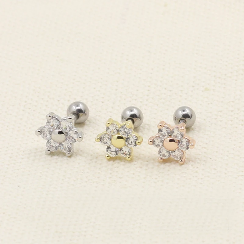 16G 7mm Cubic Zirconia flower Tragus Earring Cartilage Helix Stud Earring Body Piercing Jewelry
16G 7mm Cubic Zirconia flower Tragus Earring Cartilage Helix Stud Earring Body Piercing Jewelry
