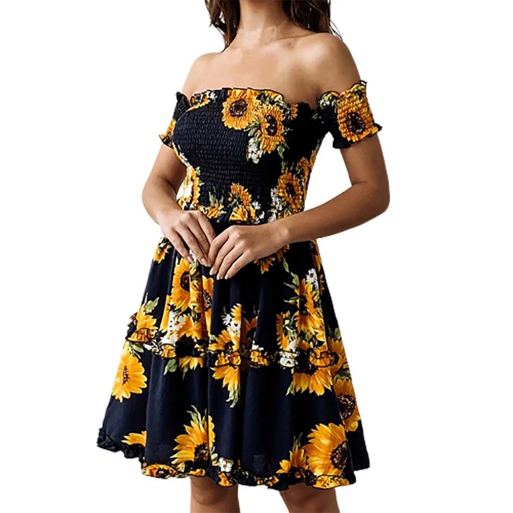 Women's Spring And Summer Dress Fashion Casual Printed Sunflower Female Women Dress Elegant Ropa Mujer Vestidos De Verano
Women's Spring And Summer Dress Fashion Casual Printed Sunflower Female Women Dress Elegant Ropa Mujer Vestidos De Verano