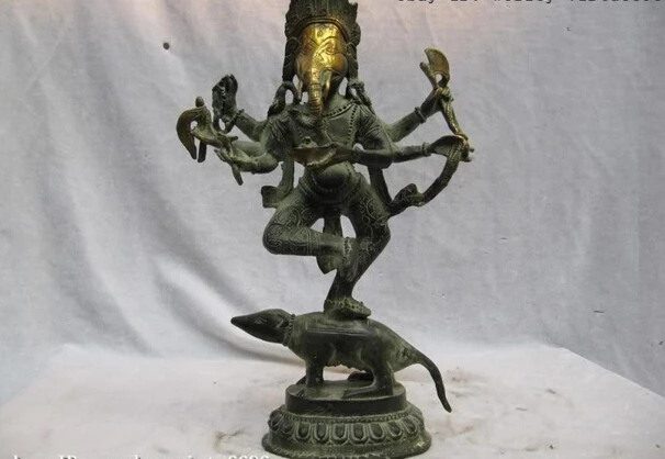 S0707 Tibet Folk collection Old Bronze Elephant God of wealth Ganapati Buddha Statue D0318
S0707 Tibet Folk collection Old Bronze Elephant God of wealth Ganapati Buddha Statue D0318