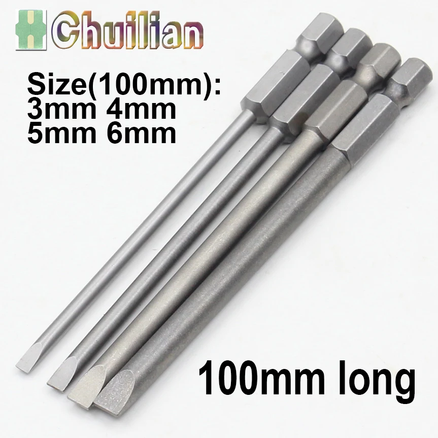 1Pc 100mm long 1/4 Inch Hex Flat Head Slotted Tip Screwdrivers Bits Electric screwdriver 3mm 4mm 5mm 6mm
1Pc 100mm long 1/4 Inch Hex Flat Head Slotted Tip Screwdrivers Bits Electric screwdriver 3mm 4mm 5mm 6mm