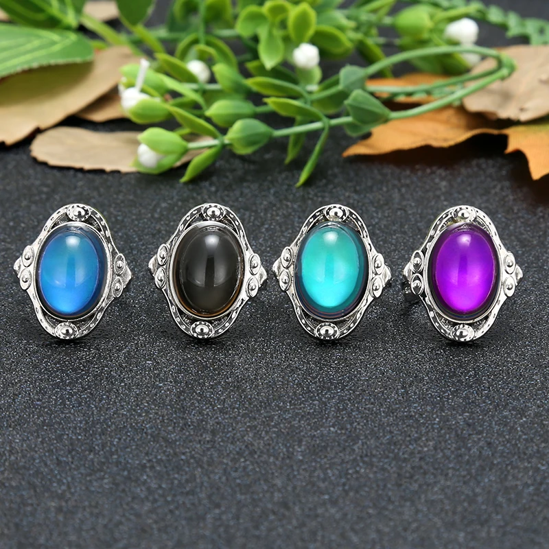 Retro Color Change Romantic Mood Ring Oval Emotion Changeable Ring Temperature Sensing Color Rings for Women 
Retro Color Change Romantic Mood Ring Oval Emotion Changeable Ring Temperature Sensing Color Rings for Women