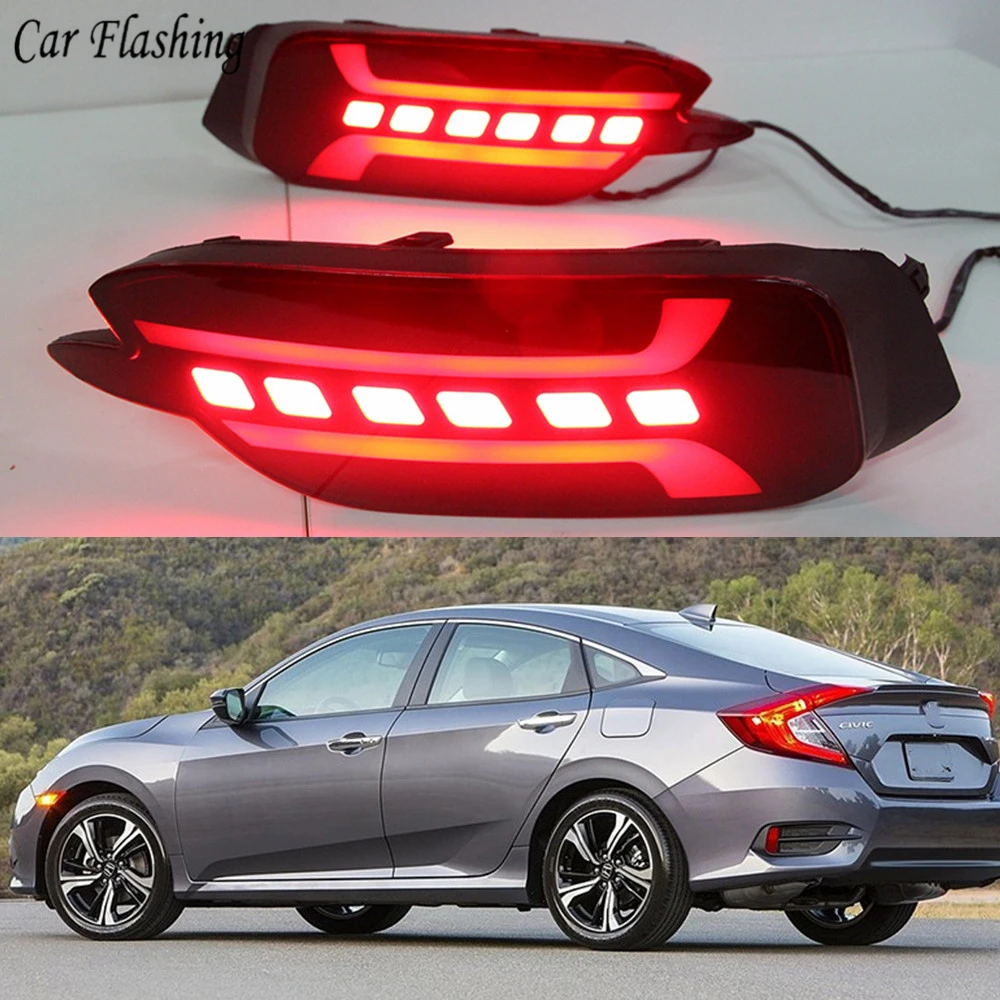 Multi-functions Car LED Rear Fog Lamp Brake Light Rear Bumper Light Reflector For Honda Civic 2016 2017 2018 2019
Multi-functions Car LED Rear Fog Lamp Brake Light Rear Bumper Light Reflector For Honda Civic 2016 2017 2018 2019