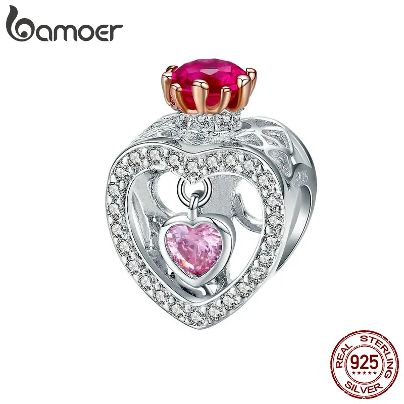 BAMOER 100% 925 Sterling Silver Queen & Princess Crown Beads Love Heart Charms fit Bracelets Bangles Clear CZ Jewelry SCC1115
BAMOER 100% 925 Sterling Silver Queen & Princess Crown Beads Love Heart Charms fit Bracelets Bangles Clear CZ Jewelry SCC1115