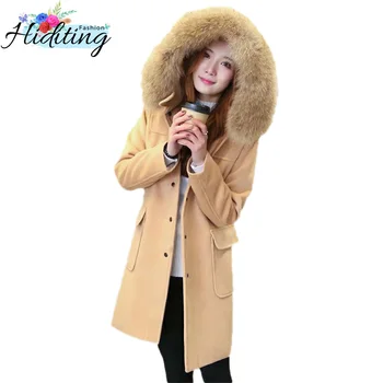 Women Woolen Coat Autumn Winter Jacket Medium Long Slim Hooded Fur Collar Blends Outerwear Female Single-Breasted Jackets DT0405
Women Woolen Coat Autumn Winter Jacket Medium Long Slim Hooded Fur Collar Blends Outerwear Female Single-Breasted Jackets DT0405