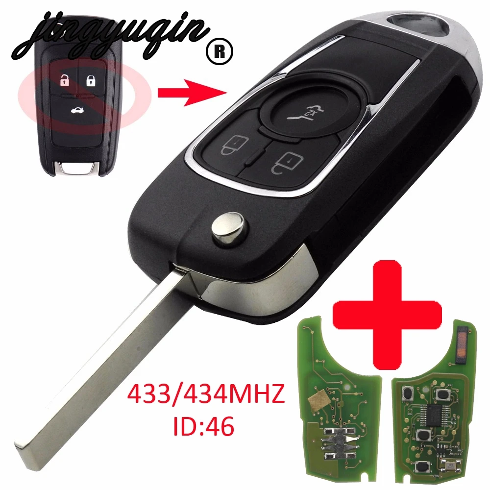 jingyuqin 433MHz With ID46 Chip Modified Filp Key Shell Cover For Chevrolet Cruze Buick VAUXHALL OPEL Insignia Astra J Zafira C
jingyuqin 433MHz With ID46 Chip Modified Filp Key Shell Cover For Chevrolet Cruze Buick VAUXHALL OPEL Insignia Astra J Zafira C