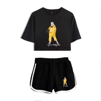Summer Women Two Piece Outfits Billie Eilish 2 Piece Set Crop Top and Shorts Tracksuit For Women Sets Clothes Sportwear Suit
Summer Women Two Piece Outfits Billie Eilish 2 Piece Set Crop Top and Shorts Tracksuit For Women Sets Clothes Sportwear Suit