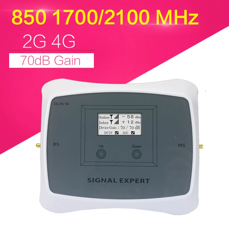 Signal Repeater 65dBi gained GSM850+AWS1700 signal booster for US Canada T-Mobile Claro Movistar MTS Rogers AT&T 3G 4G
Signal Repeater 65dBi gained GSM850+AWS1700 signal booster for US Canada T-Mobile Claro Movistar MTS Rogers AT&T 3G 4G