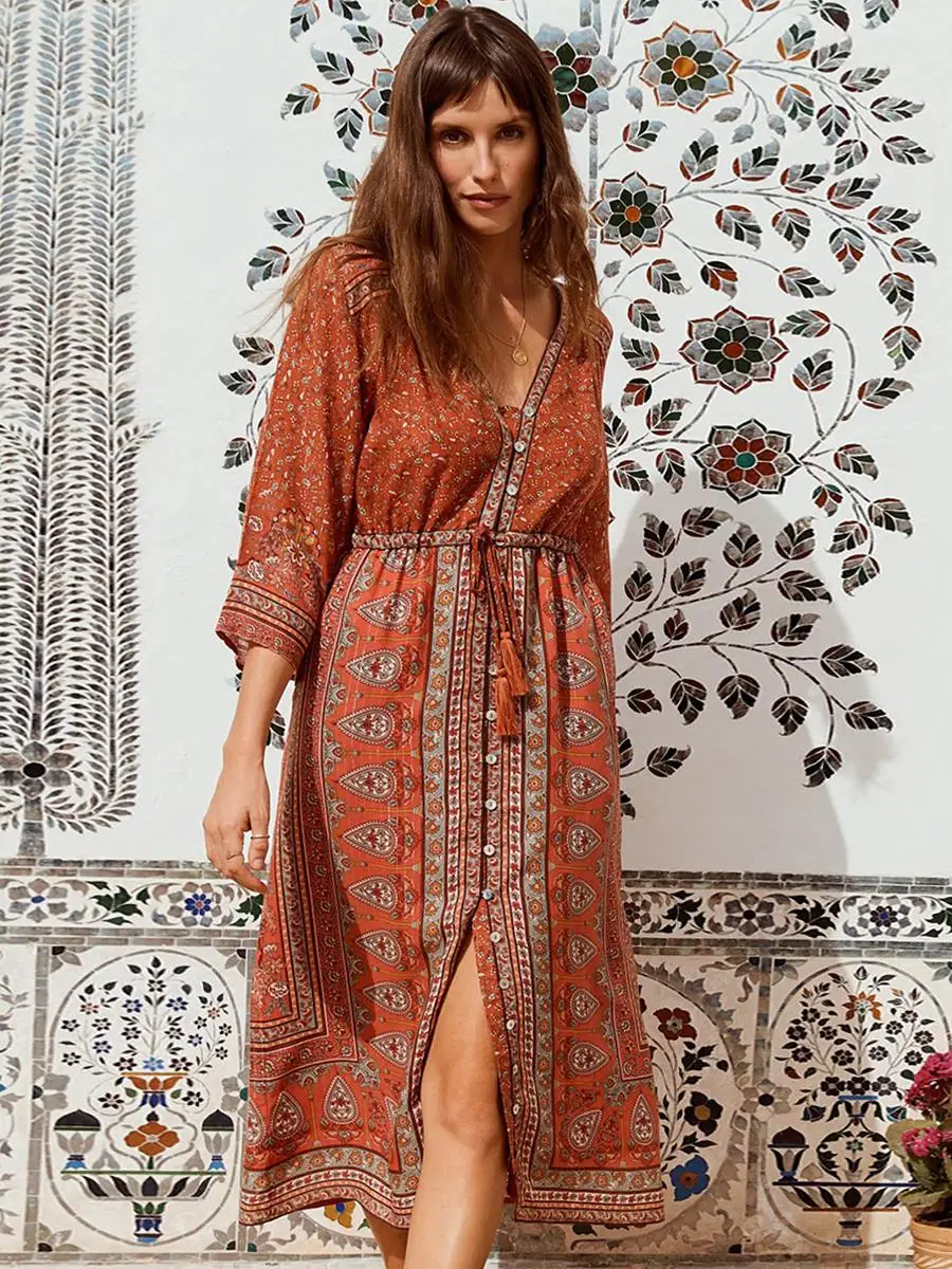 Nastassia Maxi Dress Women Summer 3/4 Sleeve V neck Button Down Vintage Dresses 2019 Clothes Boho Beach Floral Print Loose Dress
Nastassia Maxi Dress Women Summer 3/4 Sleeve V neck Button Down Vintage Dresses 2019 Clothes Boho Beach Floral Print Loose Dress