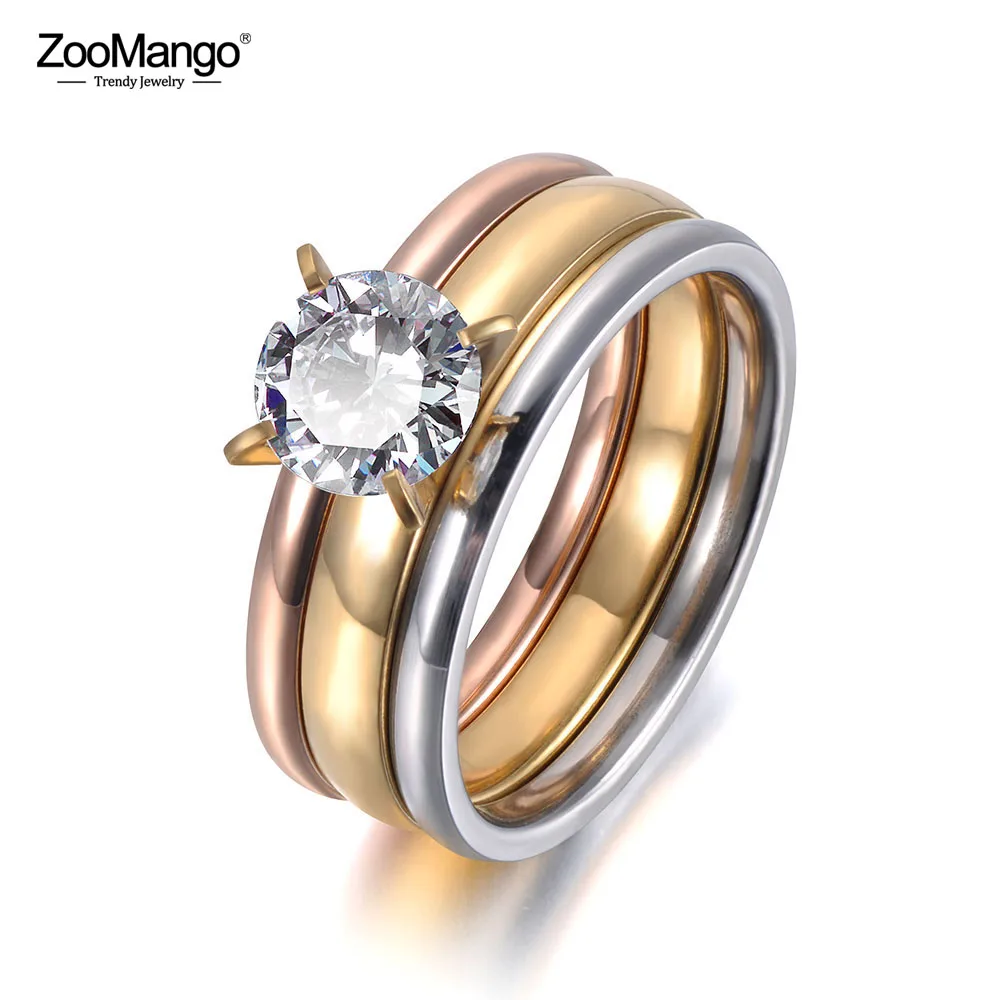 ZooMango 3 Gold Color Prong Setting Single CZ Crystal Rings Stainless Steel Wedding Ring Jewelry For Women Gift Anillo ZR19039
ZooMango 3 Gold Color Prong Setting Single CZ Crystal Rings Stainless Steel Wedding Ring Jewelry For Women Gift Anillo ZR19039