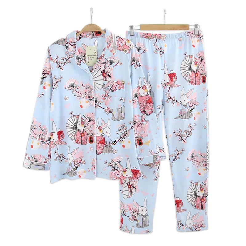 Fresh sakura rabbit pajamas sets women spring long sleeve 100% cotton cozy pijama simple Japanese casual women pyjamas dormir
Fresh sakura rabbit pajamas sets women spring long sleeve 100% cotton cozy pijama simple Japanese casual women pyjamas dormir