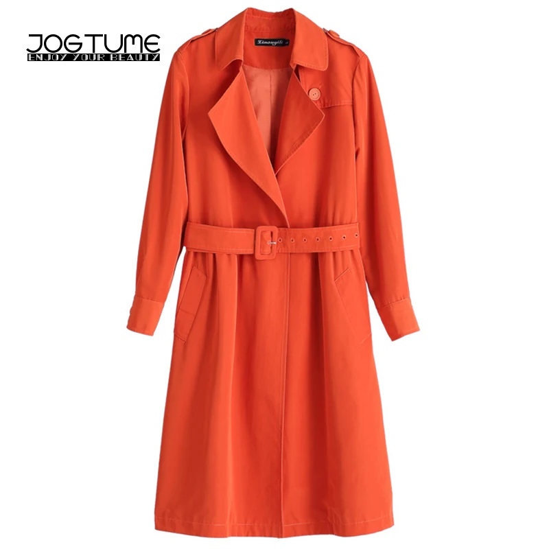 JOGTUME Orange Trench Coat 2017 Autumn Winter Women Warm Overcoats Windbreaker with Sashes Turn Down Collar Female Outerwear 5XL
JOGTUME Orange Trench Coat 2017 Autumn Winter Women Warm Overcoats Windbreaker with Sashes Turn Down Collar Female Outerwear 5XL