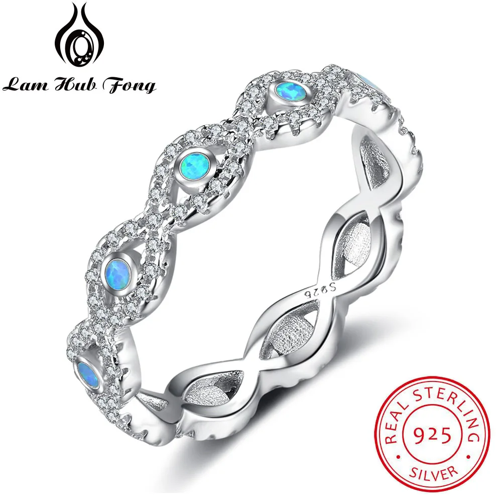 

Zirconia Infinity Endless Love 925 Sterling Silver Rings Blue Fire Opal Stackable Ring Anniversary Gift (Lam Hub Fong RI102886)