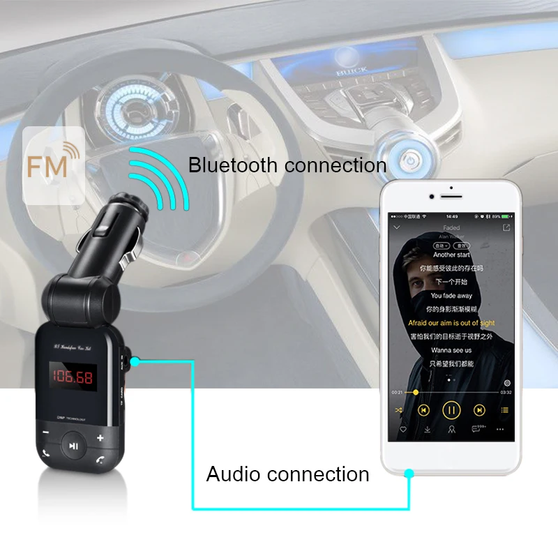 Автомобильный Bluetooth fm передатчик с USB зарядным устройством автомобильный