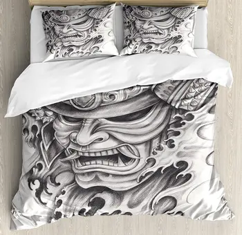 Kabuki Mask Duvet Cover Set , Warrior Samurai Drawing Angry Expression Historical Figure Artwork, 4 Piece Bedding Set
Kabuki Mask Duvet Cover Set , Warrior Samurai Drawing Angry Expression Historical Figure Artwork, 4 Piece Bedding Set