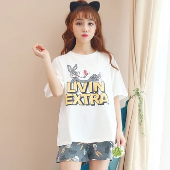 2020 Summer Girls Pijamas Mujer Summer Comfortable Women Pajamas Sets Short Sleeve Thin Cotton Home Wear Serve Lovely Sleepwear
2020 Summer Girls Pijamas Mujer Summer Comfortable Women Pajamas Sets Short Sleeve Thin Cotton Home Wear Serve Lovely Sleepwear