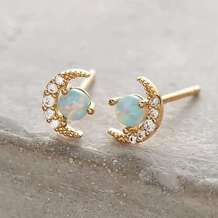 Gold color Vermeil 925 sterling silver cute moon stud earring for girl Christmas lovely cute gift cz opal stone Moon design
Gold color Vermeil 925 sterling silver cute moon stud earring for girl Christmas lovely cute gift cz opal stone Moon design