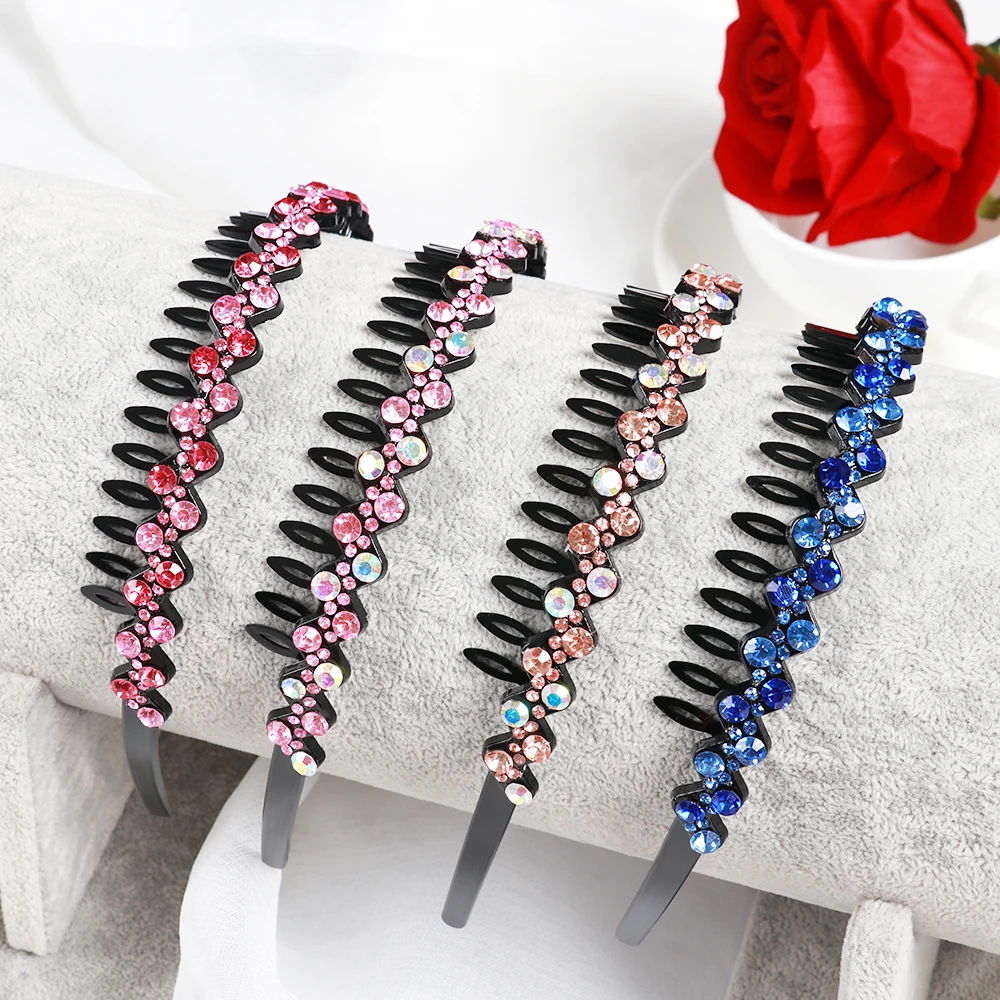 Women Fashion Rhinestone Hair Hoop Hairbands Non-slip Bezel Colorful Flower Hair Band Water Ripple Headband New Hair Accessories
Women Fashion Rhinestone Hair Hoop Hairbands Non-slip Bezel Colorful Flower Hair Band Water Ripple Headband New Hair Accessories