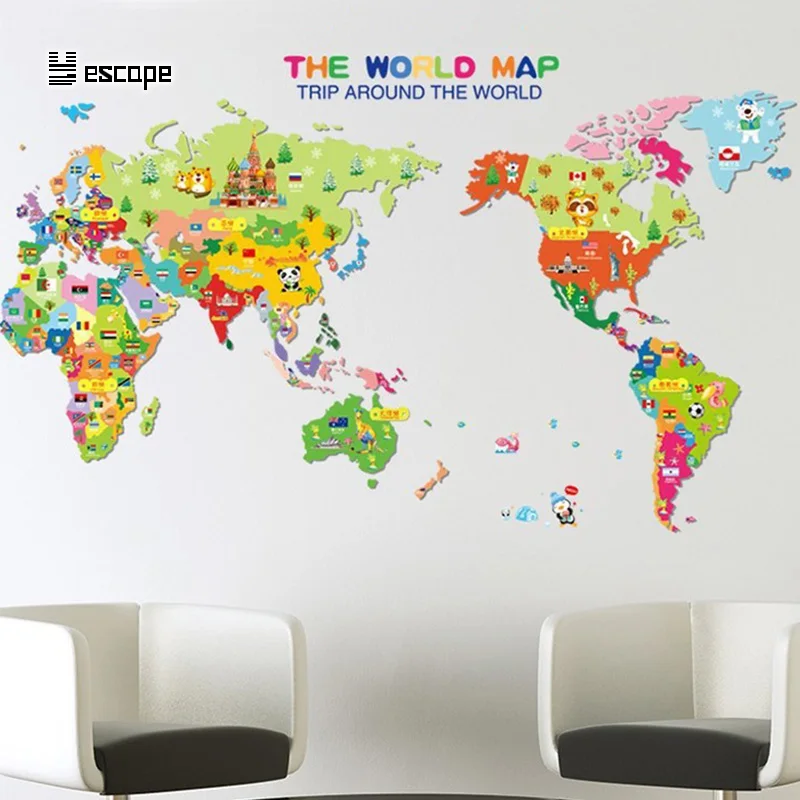 50*90CM Cartoon Colorful World Map Wall Sticker Decal Vinyl Animal map Wall Stickers For Kids Rooms Nursery Home Decor wallpaper
50*90CM Cartoon Colorful World Map Wall Sticker Decal Vinyl Animal map Wall Stickers For Kids Rooms Nursery Home Decor wallpaper