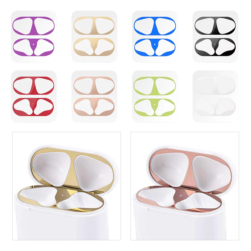 Металлические наклейки против грязи для Apple Airpods пылезащитный стикер Air Pods чехол