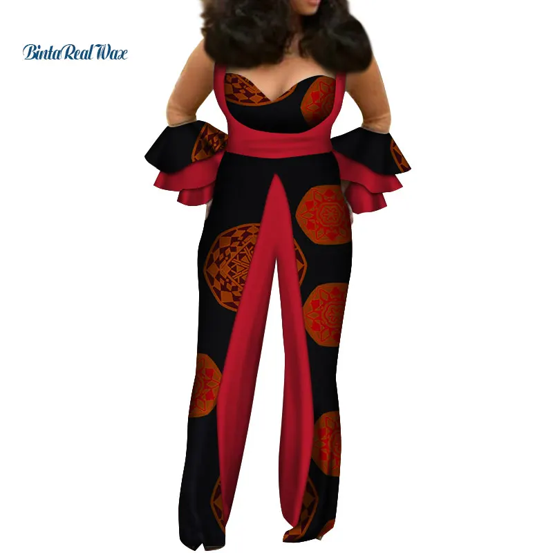 Fashion Women Romper Jumpsuit Bazin Riche African Patchwork Print Ruffle Sleeve Jumpsuit Dashiki African Design Clothing WY479 
Fashion Women Romper Jumpsuit Bazin Riche African Patchwork Print Ruffle Sleeve Jumpsuit Dashiki African Design Clothing WY479
