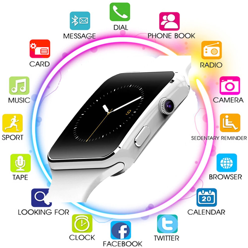 New Arrival X6 Smart Watch with Camera Touch Screen Support SIM TF Card Bluetooth Smartwatch
New Arrival X6 Smart Watch with Camera Touch Screen Support SIM TF Card Bluetooth Smartwatch