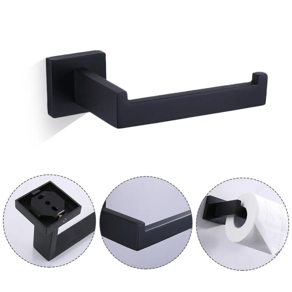 

Black Toilet Paper Holder Shelf Rack Wall Mount Tissue Single Pipe Roll Hanger Stainless Steel Kitchen Bathroom Accessories B4