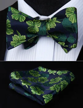 Bow Tie handkerchief set BF809GS Green Flower Bowtie Men Butterfly Silk Self 
Bow Tie handkerchief set BF809GS Green Flower Bowtie Men Butterfly Silk Self