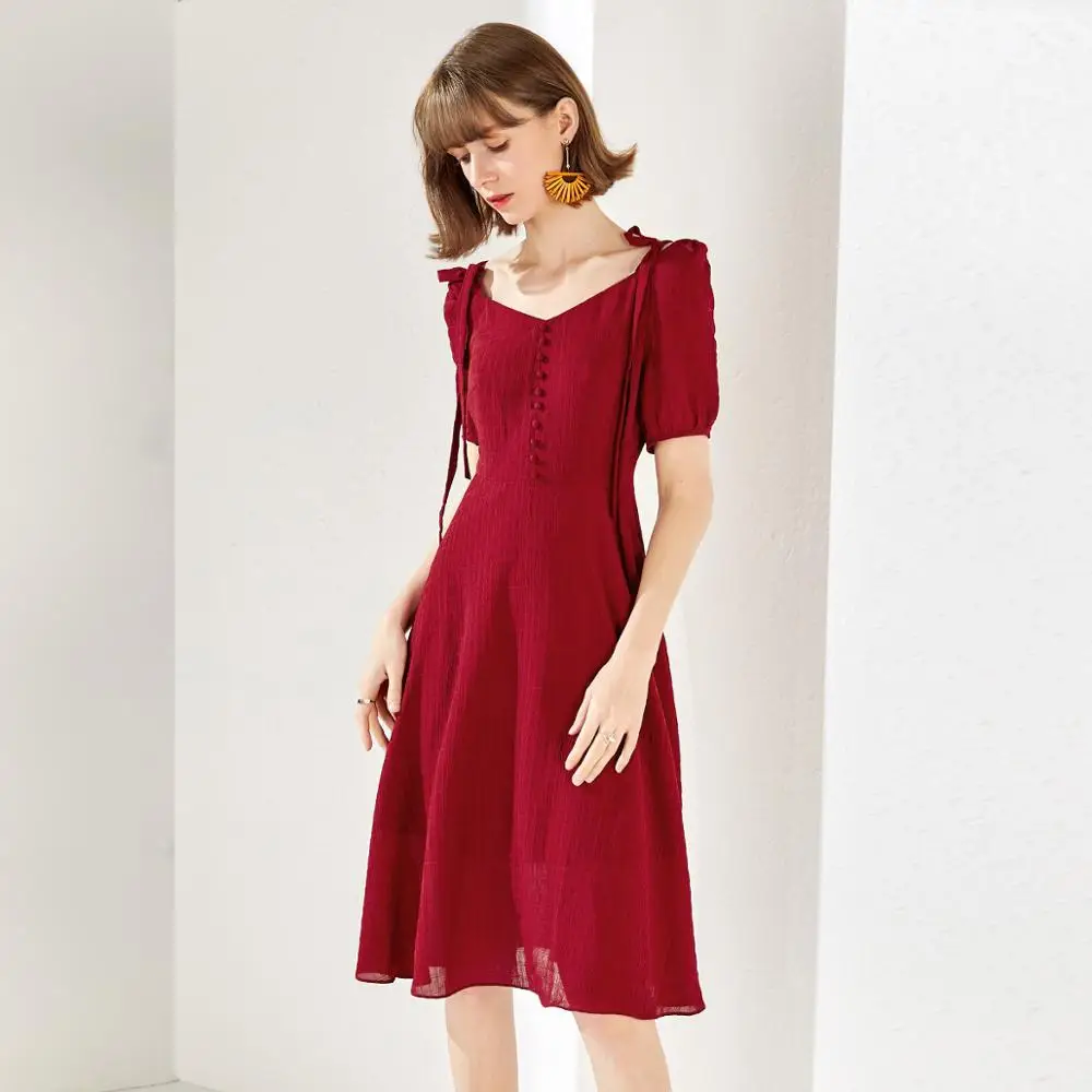 2019 Women Summer Vintage French Style Dresses Slim Waist Button Front V-neck Chiffon Retro Holiday Chic Dress
2019 Women Summer Vintage French Style Dresses Slim Waist Button Front V-neck Chiffon Retro Holiday Chic Dress