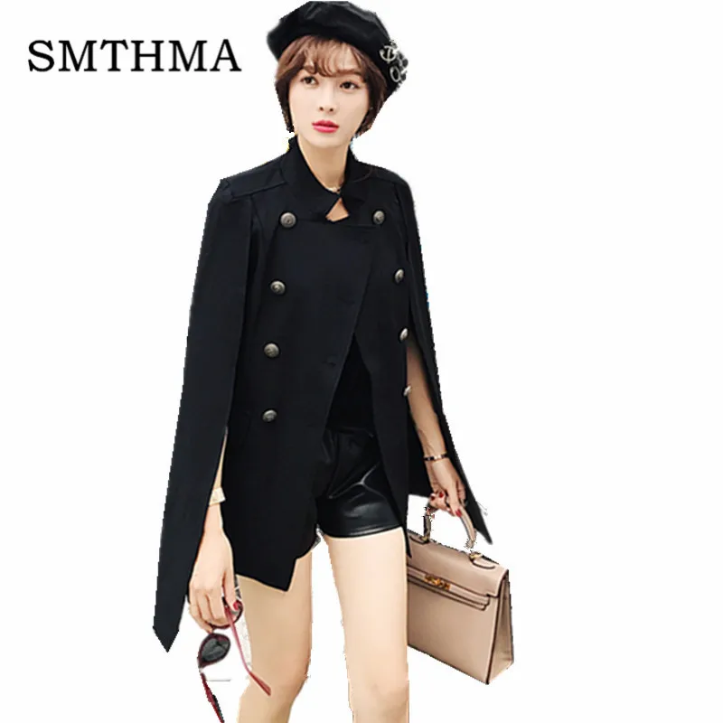 SMTHMA 2019 Fall /Winter Newest Runway Designer Women double-breasted sleeveless Oversized Poncho Navy Cape Coat Female Cloak
SMTHMA 2019 Fall /Winter Newest Runway Designer Women double-breasted sleeveless Oversized Poncho Navy Cape Coat Female Cloak