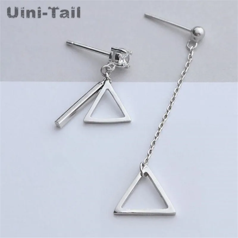 Uini-Tail hot new 925 sterling silver hollow triangle asymmetric micro-set earrings simple fashion trend long ear wire GN803
Uini-Tail hot new 925 sterling silver hollow triangle asymmetric micro-set earrings simple fashion trend long ear wire GN803