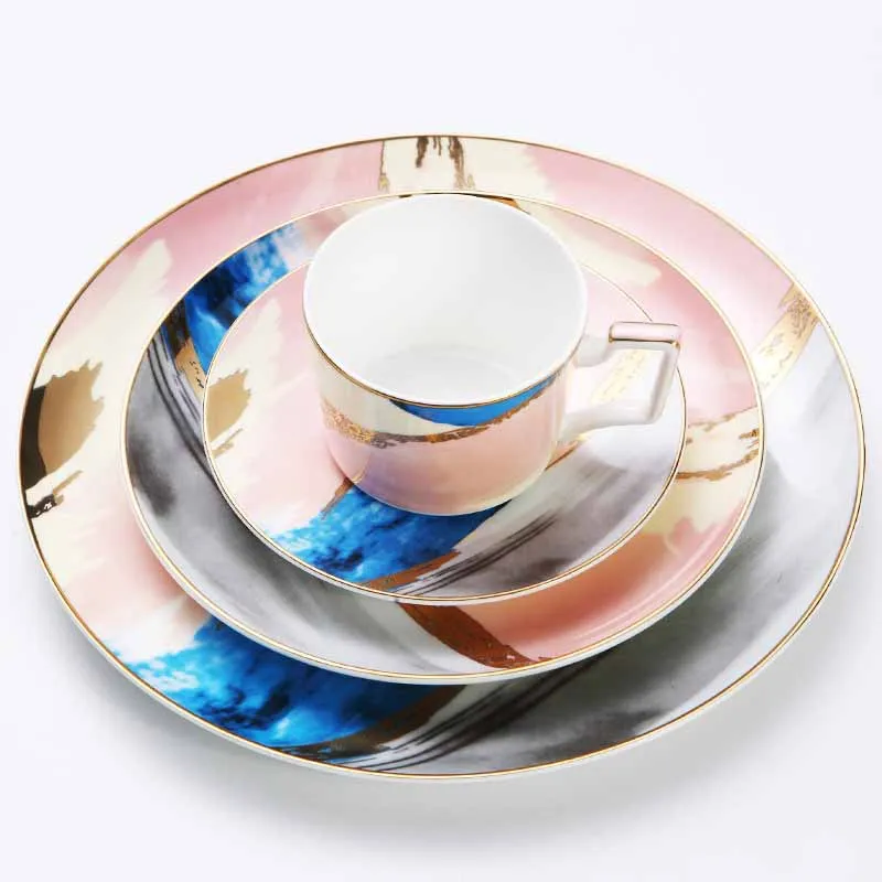 Watercolour Dinnerware Set Gold Pink Food Plate Scrawl Coffee Cup And Saucer Dessert Dishes Tableware Set 10inch 8inch Flat Tray
Watercolour Dinnerware Set Gold Pink Food Plate Scrawl Coffee Cup And Saucer Dessert Dishes Tableware Set 10inch 8inch Flat Tray