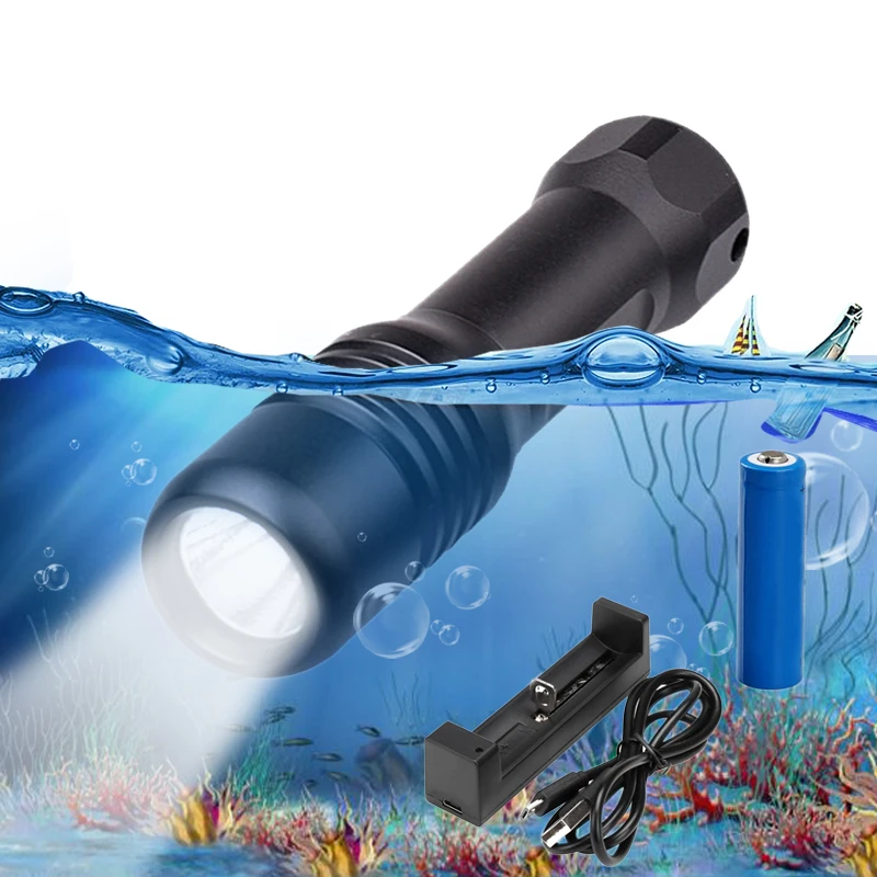 Super Diving flashlight Diver XM-L2 U4 LED mini diving mirror light 150 meters Underwater Waterproof Tactical Lantern lamp | Освещение