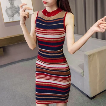 Vintage stripe knitting dress women knitwear red sweater o neck sleeveless tank dresses sexy bodycon slim clothes ladies
Vintage stripe knitting dress women knitwear red sweater o neck sleeveless tank dresses sexy bodycon slim clothes ladies
