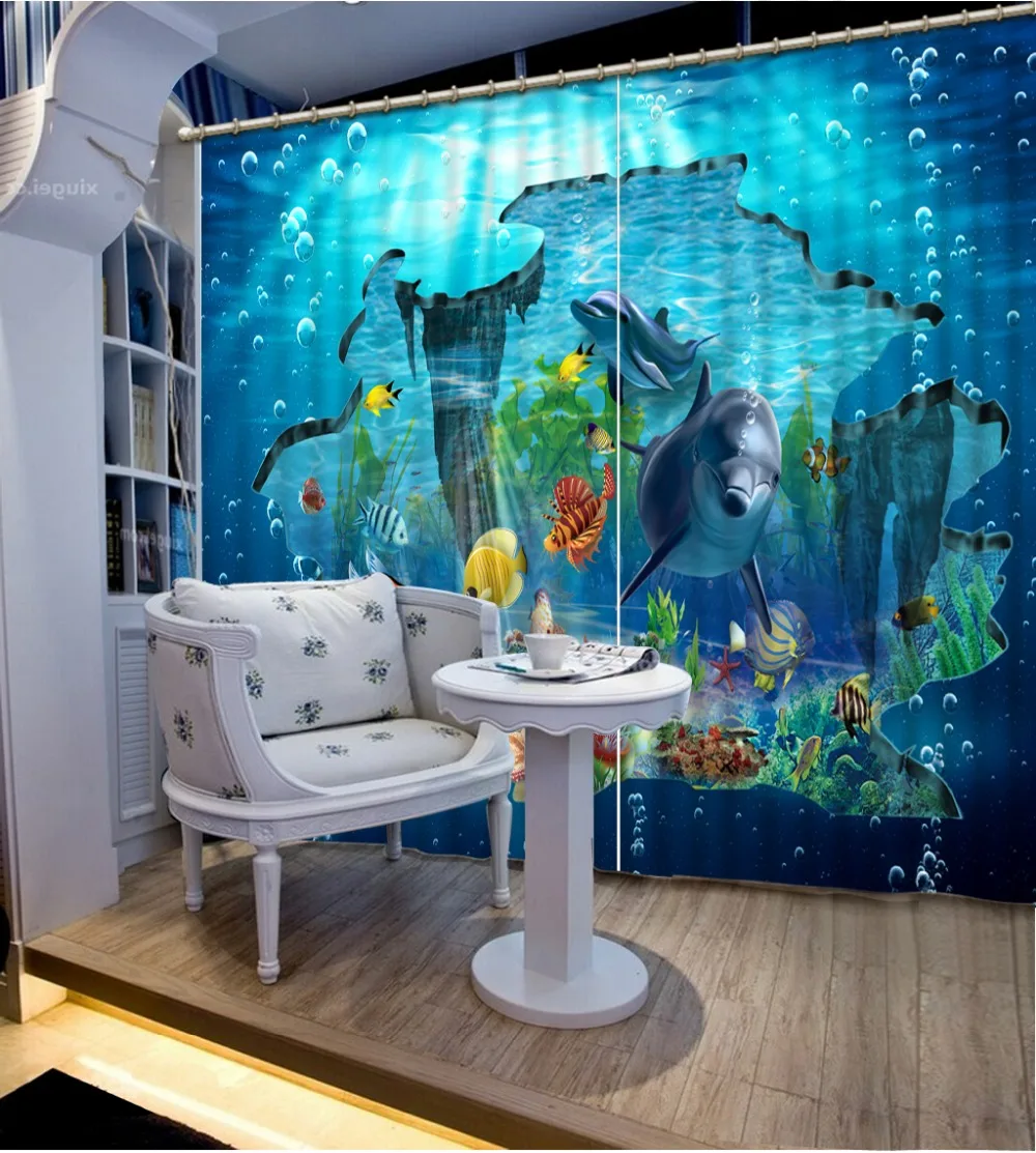 Modern Luxury blackout Curtain sea world high quality custom window curtains for living room bedroom
Modern Luxury blackout Curtain sea world high quality custom window curtains for living room bedroom