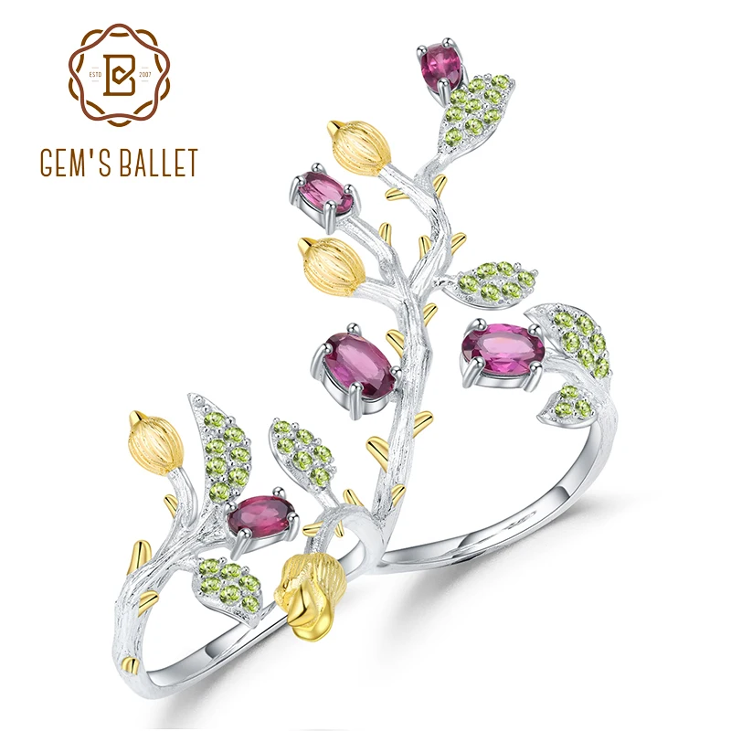 GEM'S BALLET 2.14Ct Natural Rhodolite Garnet 925 Sterling Silver Adjustable Ring Statement Tree Double Finger Rings for Women
GEM'S BALLET 2.14Ct Natural Rhodolite Garnet 925 Sterling Silver Adjustable Ring Statement Tree Double Finger Rings for Women