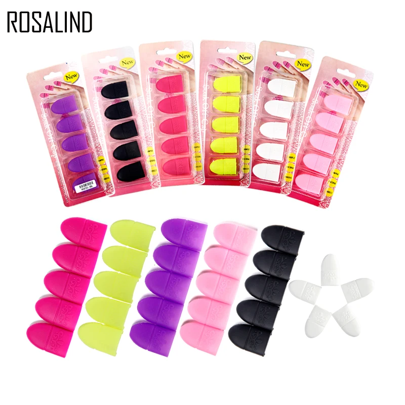 Фото ROSALIND 5pcs/set Colorful Nail Art Tips UV Gel Polish Remover Wrap Elastic Soak Off Cap Clip Manicure Cleaning Varnish Tool | Красота и