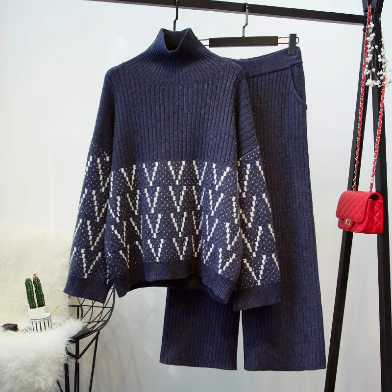 Women Two Piece Sets Tops and Pants Fashion Turtleneck Sweater&Wide Leg Pants Sets Casual Loose Pants Sets Female Autumn Outfits
Women Two Piece Sets Tops and Pants Fashion Turtleneck Sweater&Wide Leg Pants Sets Casual Loose Pants Sets Female Autumn Outfits