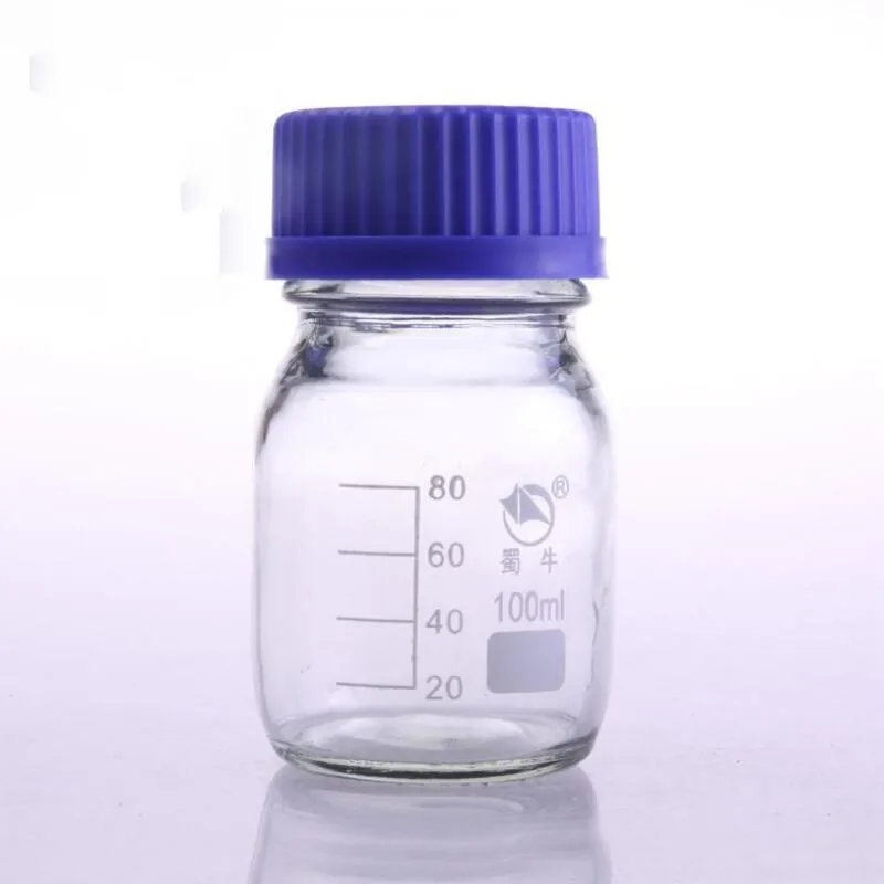 100ml Graduated Round Glass Reagent Bottle Blue Screw Cap Screw On Cover Graduation Sample Vials Plastic Lid
100ml Graduated Round Glass Reagent Bottle Blue Screw Cap Screw On Cover Graduation Sample Vials Plastic Lid