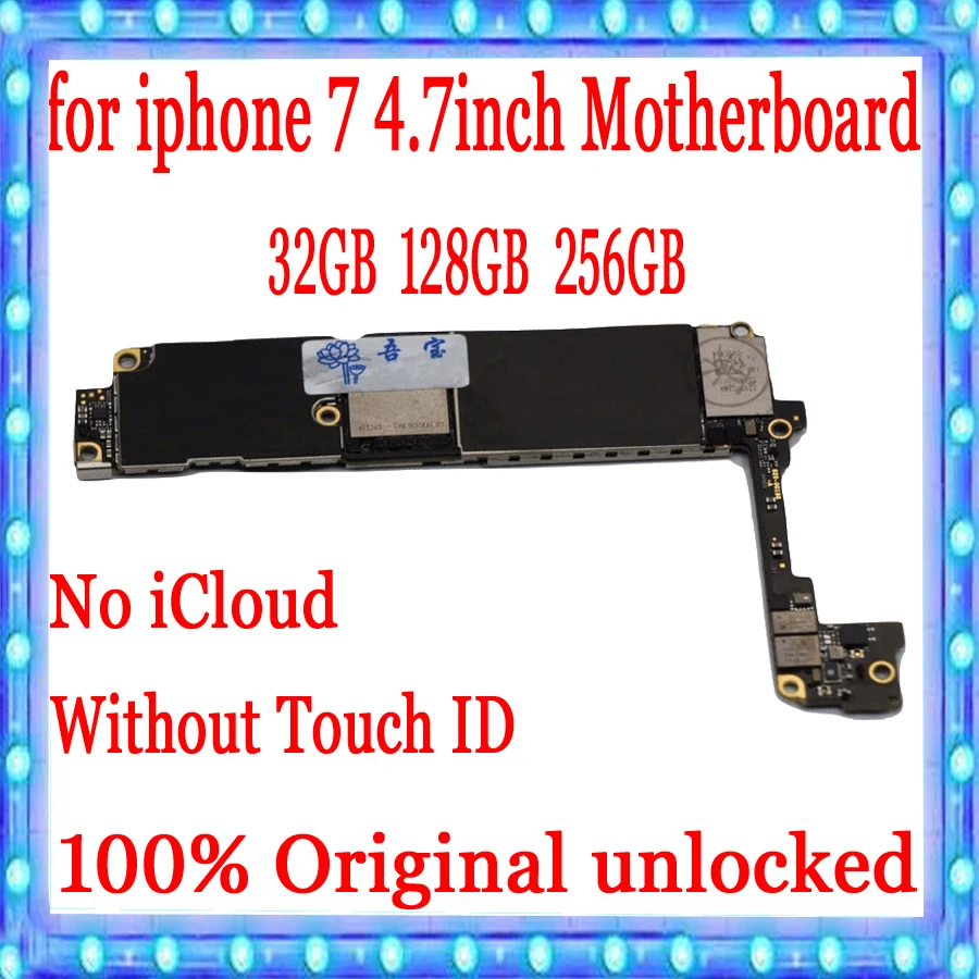 Original unlocked for iphone 7 Motherboard without Touch ID,NO iCloud for iphone 7 4.7inch Mainboard with Chips,32GB 128GB 256GB
Original unlocked for iphone 7 Motherboard without Touch ID,NO iCloud for iphone 7 4.7inch Mainboard with Chips,32GB 128GB 256GB