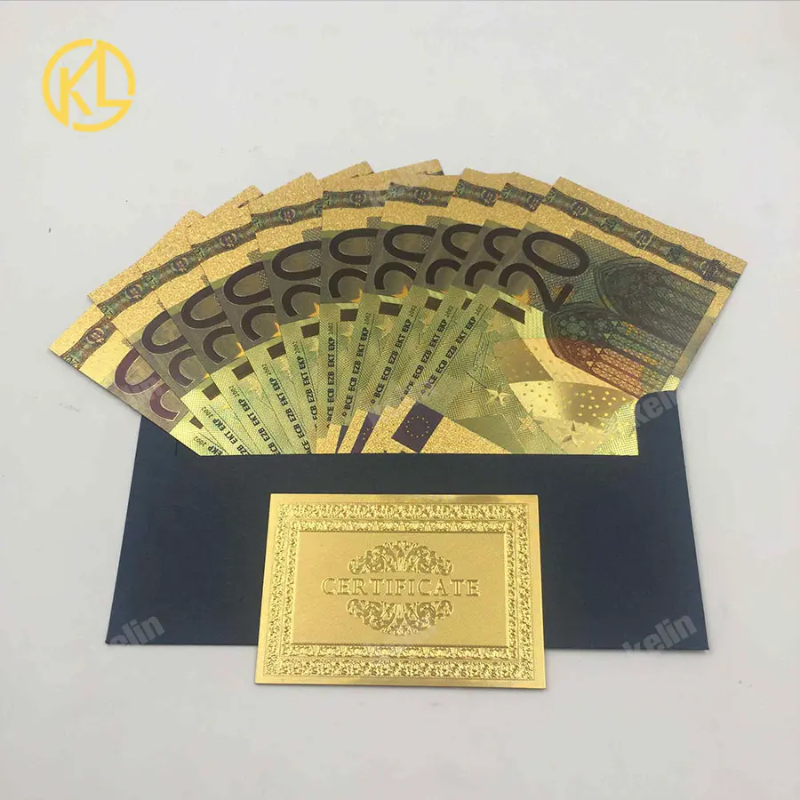 10Pcs/lot Gold Foil Plastic Euro Banknote Euro 20 Golden Plated Plastic Banknote Fake Money for Gift and Collection
10Pcs/lot Gold Foil Plastic Euro Banknote Euro 20 Golden Plated Plastic Banknote Fake Money for Gift and Collection