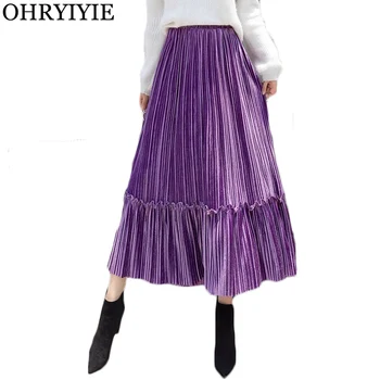 OHRYIYIE 7 Colors Long High Waist Pleated Skirts Womens Autumn Winter Fashion Vintage All-match Velvet Skirt Ladies Maxi Skirt
OHRYIYIE 7 Colors Long High Waist Pleated Skirts Womens Autumn Winter Fashion Vintage All-match Velvet Skirt Ladies Maxi Skirt