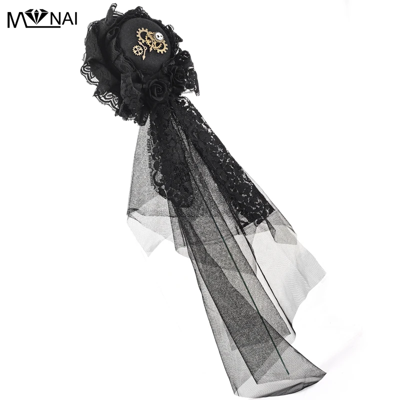 Steampunk Mini Top Hat Fascinator Veil Rose & Chains Burlesque Victorian Hats Handmade Gears Cog Black Hat for Women
Steampunk Mini Top Hat Fascinator Veil Rose & Chains Burlesque Victorian Hats Handmade Gears Cog Black Hat for Women