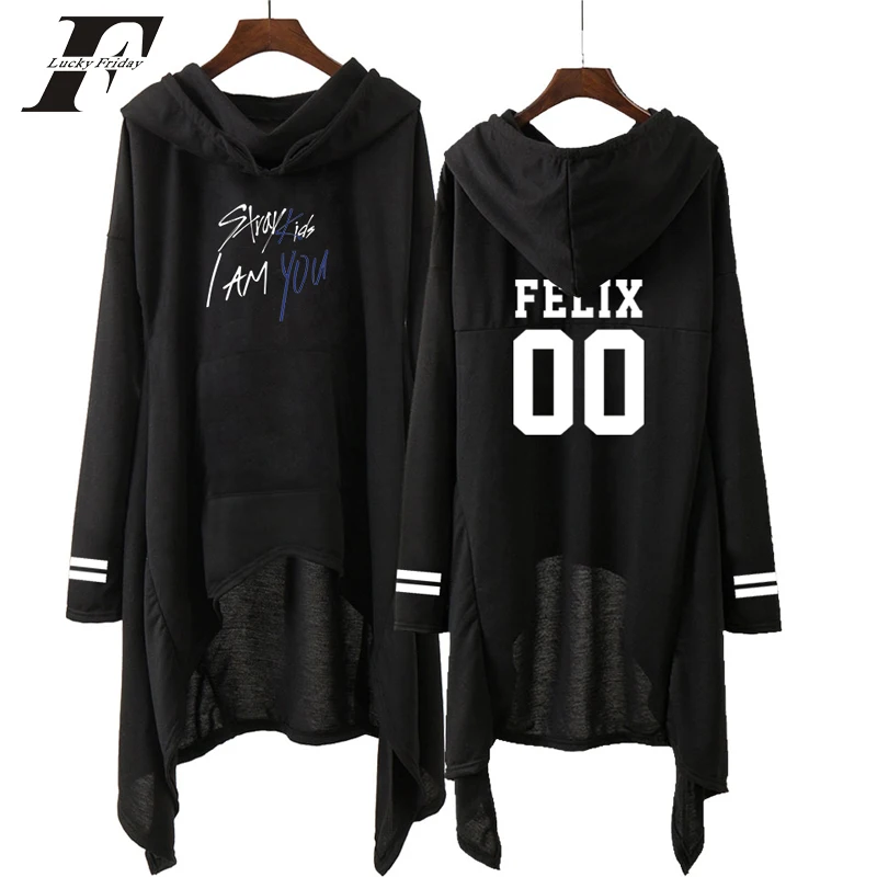 2019 Kpop Stray Kids spring black women hooded sweatshirt dress Idol stray kids kpop album i am who Harajuku sweatshirt dress
2019 Kpop Stray Kids spring black women hooded sweatshirt dress Idol stray kids kpop album i am who Harajuku sweatshirt dress